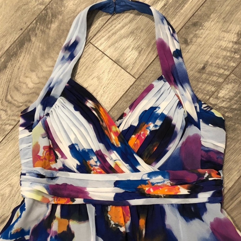 Donna Morgan Chiffon Floral water Color Halter - Picture 4 of 5